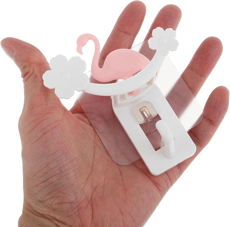 Pink White Flamingo Self Adhesive Wall Hook For Bathroom Kitchen Organization - Image 4